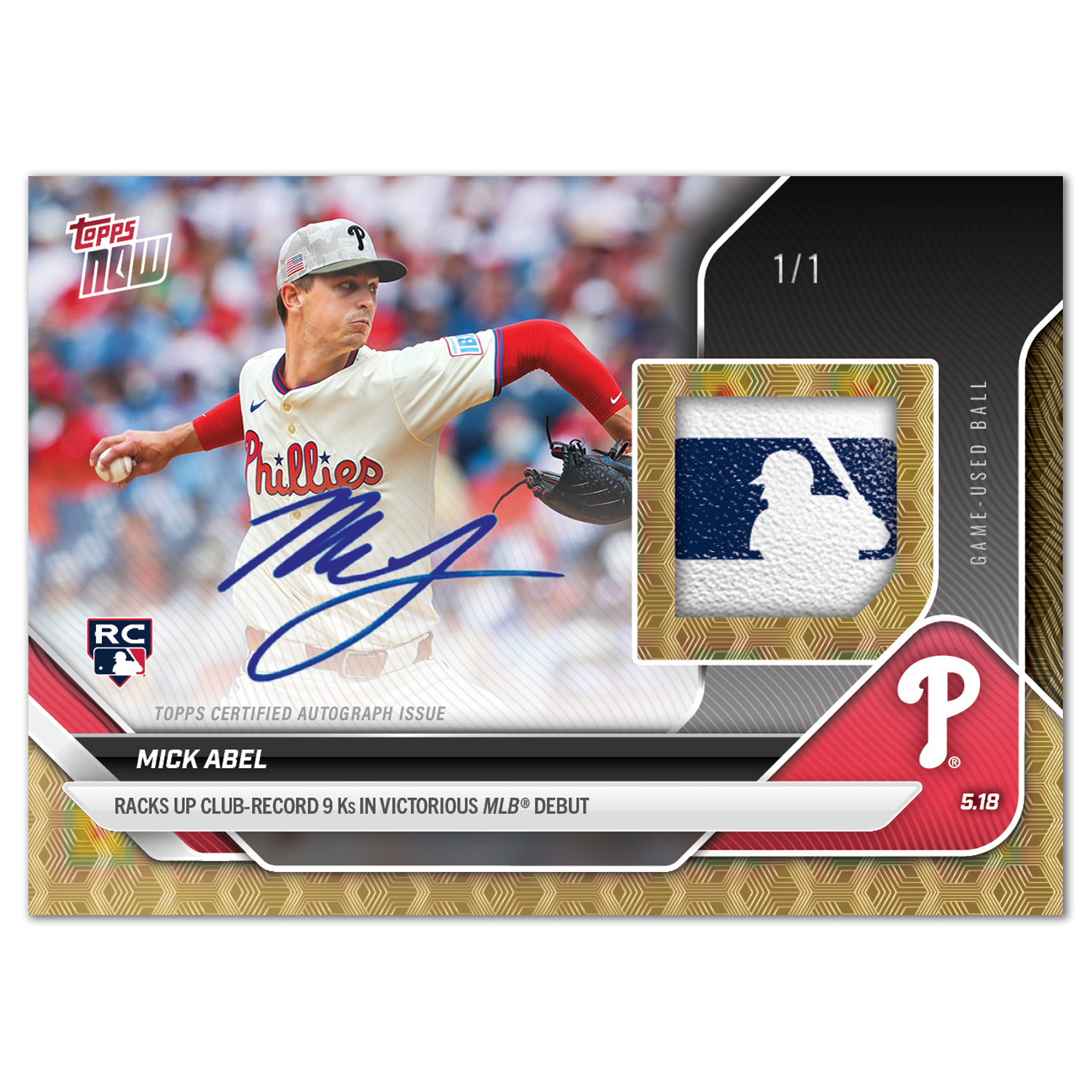 Mick Abel - 2025 MLB Topps NOW - Card 194 - LOOK FOR AUTO-RELICS - PR: 6596 - Image 2
