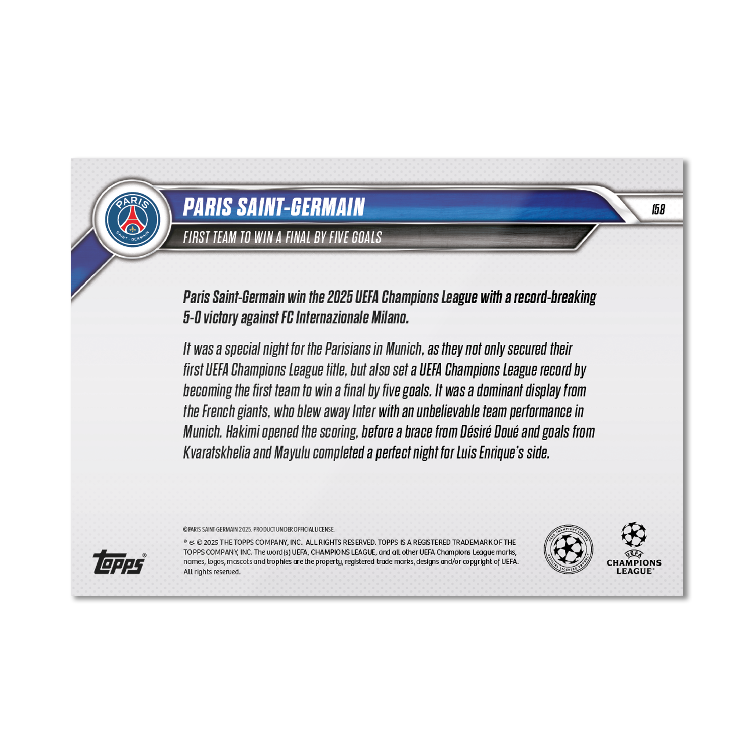Paris Saint-Germain - 2024-25 UCL Topps NOW - Card 158 - PR: 1368 - Image 7