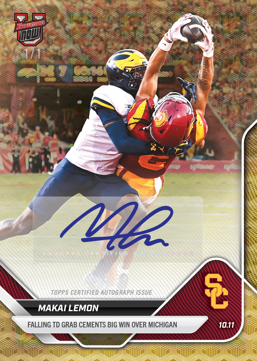Makai Lemon - 2025-26 Bowman U NOW Football - Card 28 - PR: 466 - Image 2