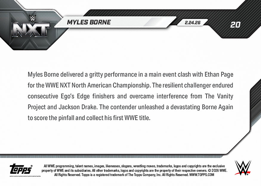 Myles Borne - 2026 WWE Topps NOW - Card 20 - PR: 622 - Image 3