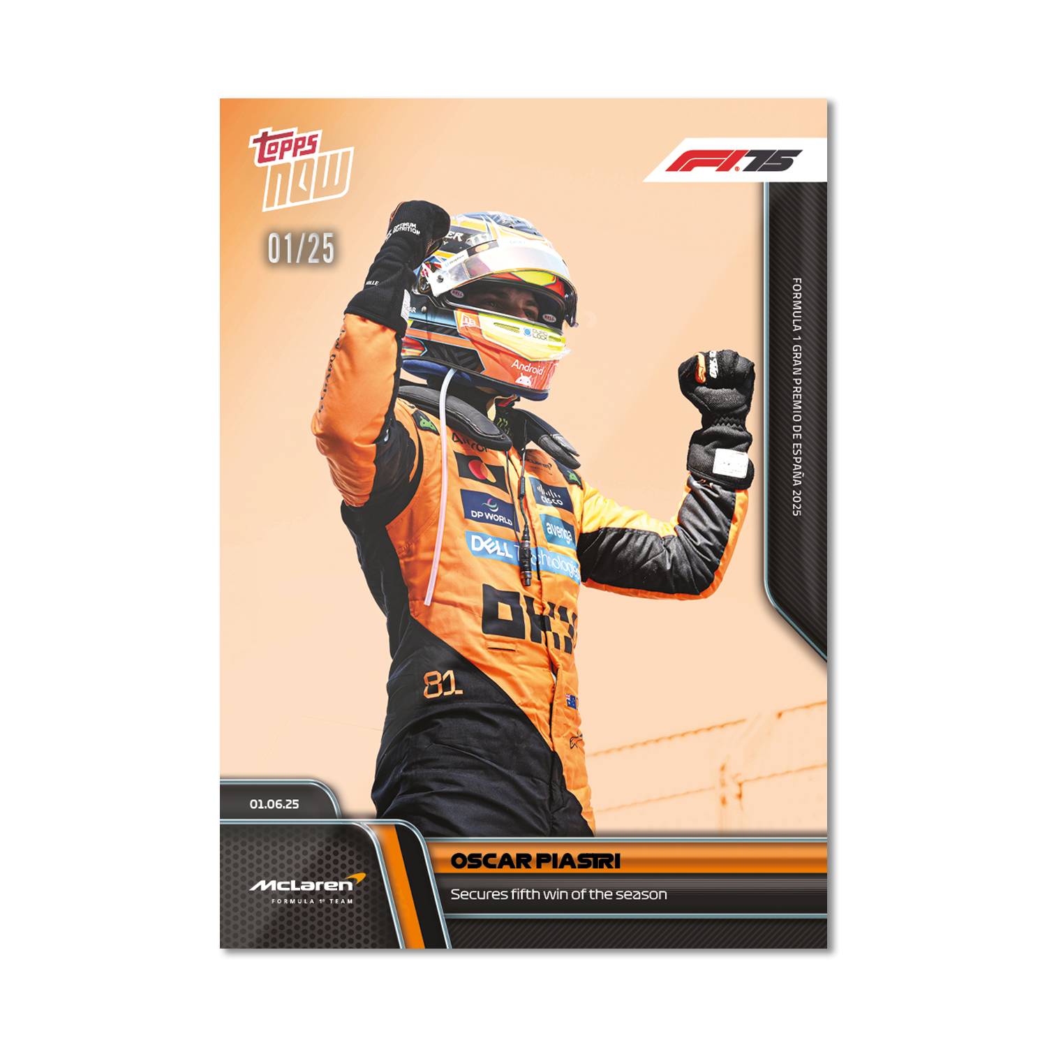 Oscar Piastri - 2025 Formula 1 Topps NOW - Card 41 - PR: 2282 - Image 5