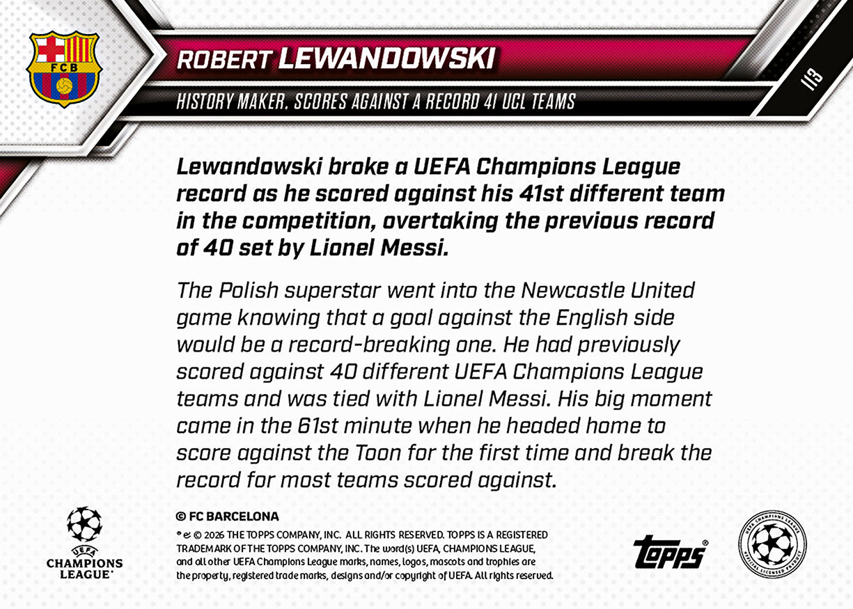 Robert Lewandowski - 2025-26 UCL Topps NOW - Card 113 - PR: 1810 - Image 9