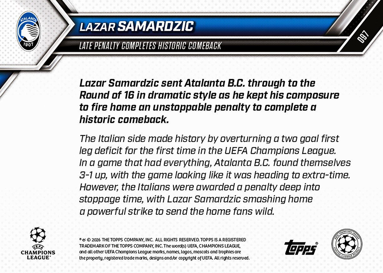 Lazar Samardzic - 2025-26 UCL Topps NOW - Card 97 - PR: 111 - Image 7