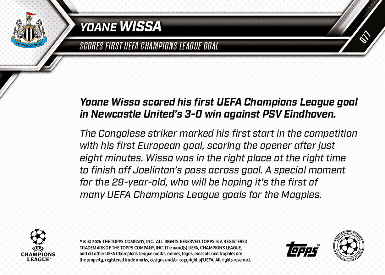 Yoane Wissa - 2025-26 UCL Topps NOW - Card 77 - PR: 211 - Image 7