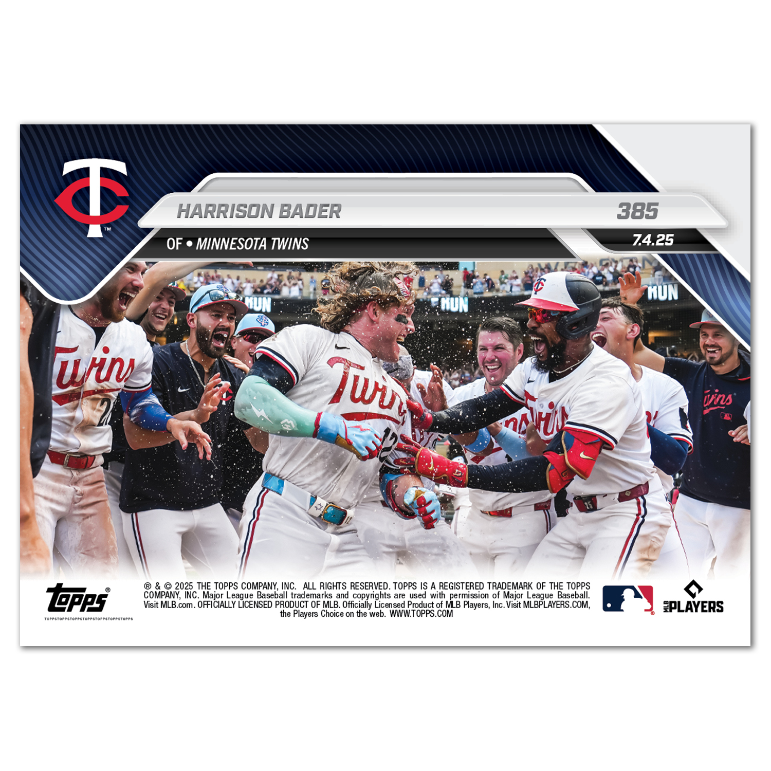 Harrison Bader - 2025 MLB Topps NOW - Card 385 - PR: 459 - Image 2