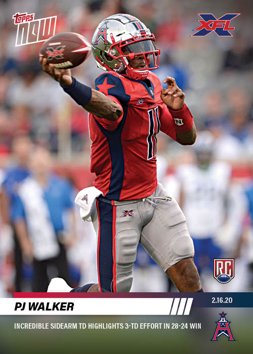 PJ Walker - XFL TOPPS NOW Card 12 - Print Run: 375