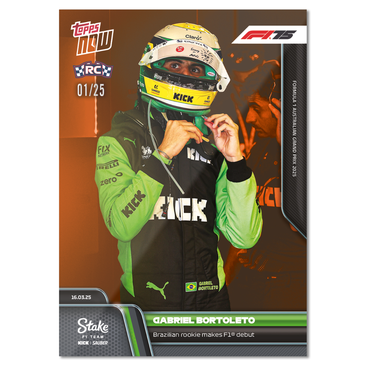 Gabriel Bortoleto - 2025 Formula 1 Topps NOW Card 16 - PR: 1343 - Image 6