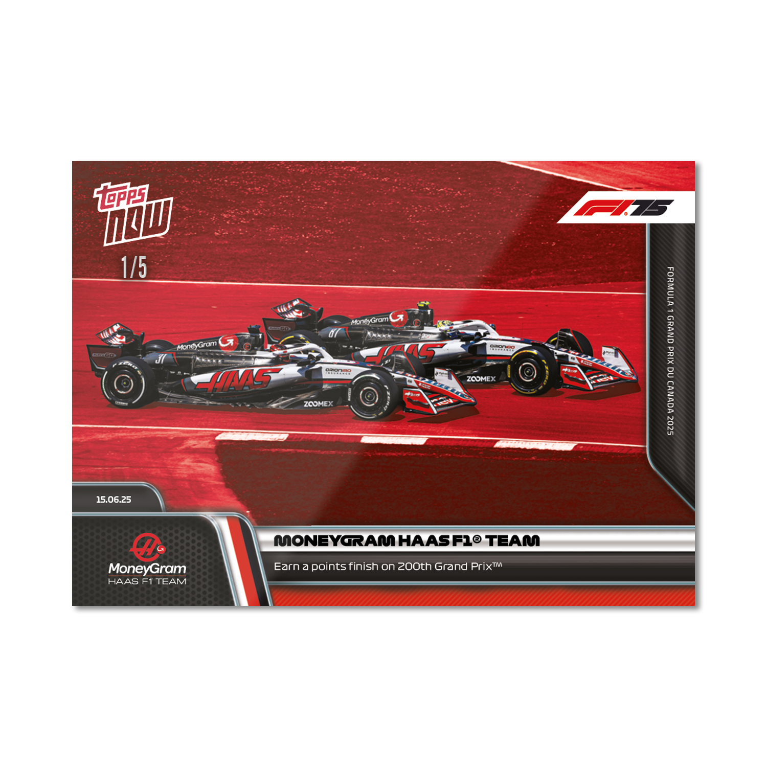 MoneyGram Haas F1 Team - 2025 Formula 1 Topps NOW - Card 46 - PR: 729 - Image 3