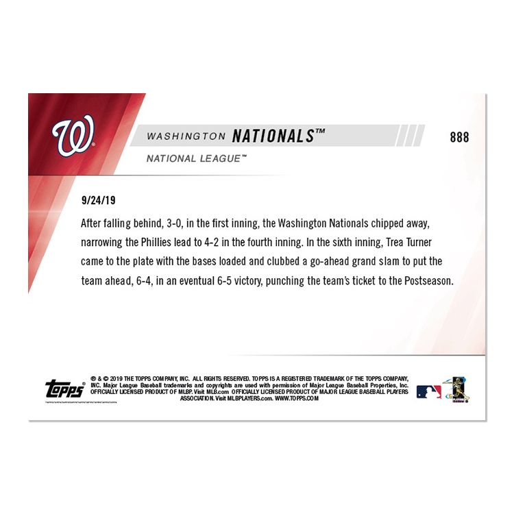 Washington Nationals - MLB TOPPS NOW Card 888 - Print Run: 229 - Image 2