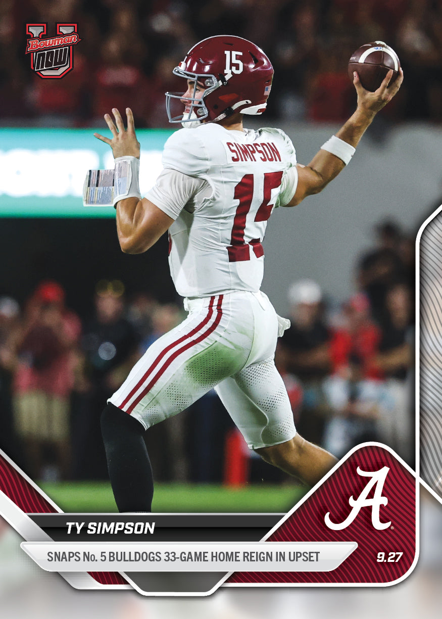 Ty Simpson - 2025-26 Bowman U NOW Football - Card 22 - PR: 839