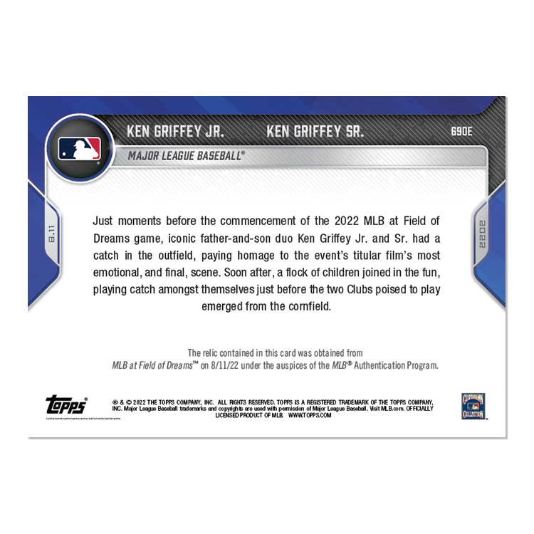 Game-used Ball Relic # to 5 - Ken Griffey Jr./Ken Griffey Sr. - 2022 MLB TOPPS NOW Card 690E - Image 2