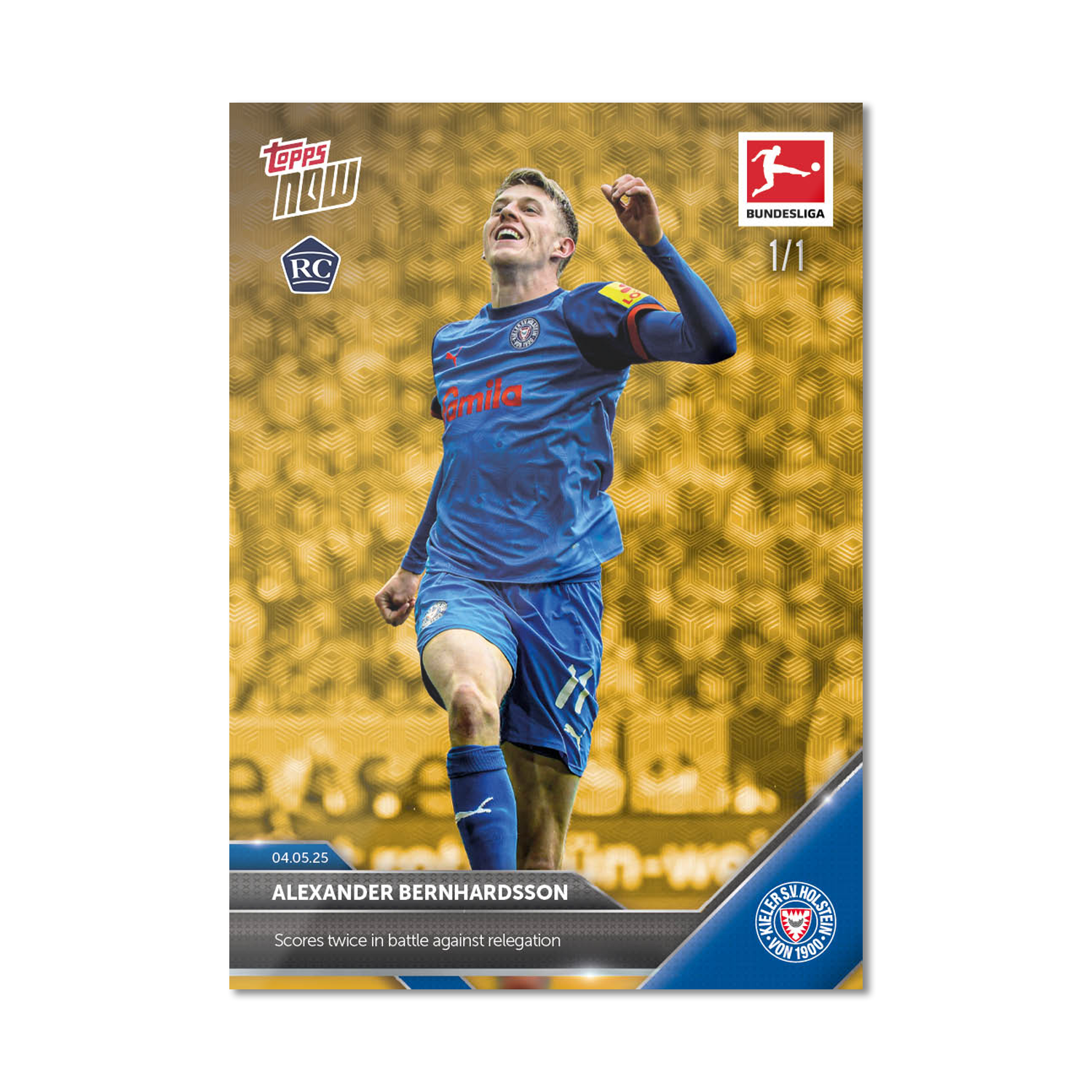 Alternative view of Alexander Bernhardsson - 2024-25 Bundesliga Topps NOW - Card 181 - PR: 86