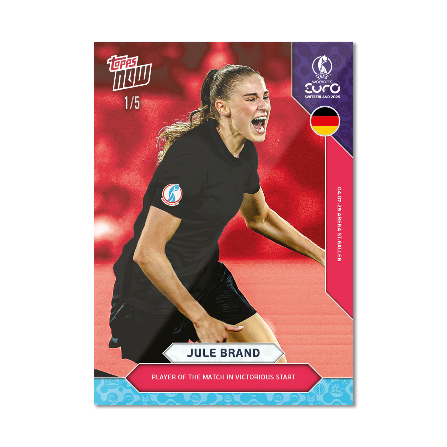 Jule Brand - UEFA Women’s EURO 2025™ Topps NOW - Card 5 - PR: 278 - Image 3