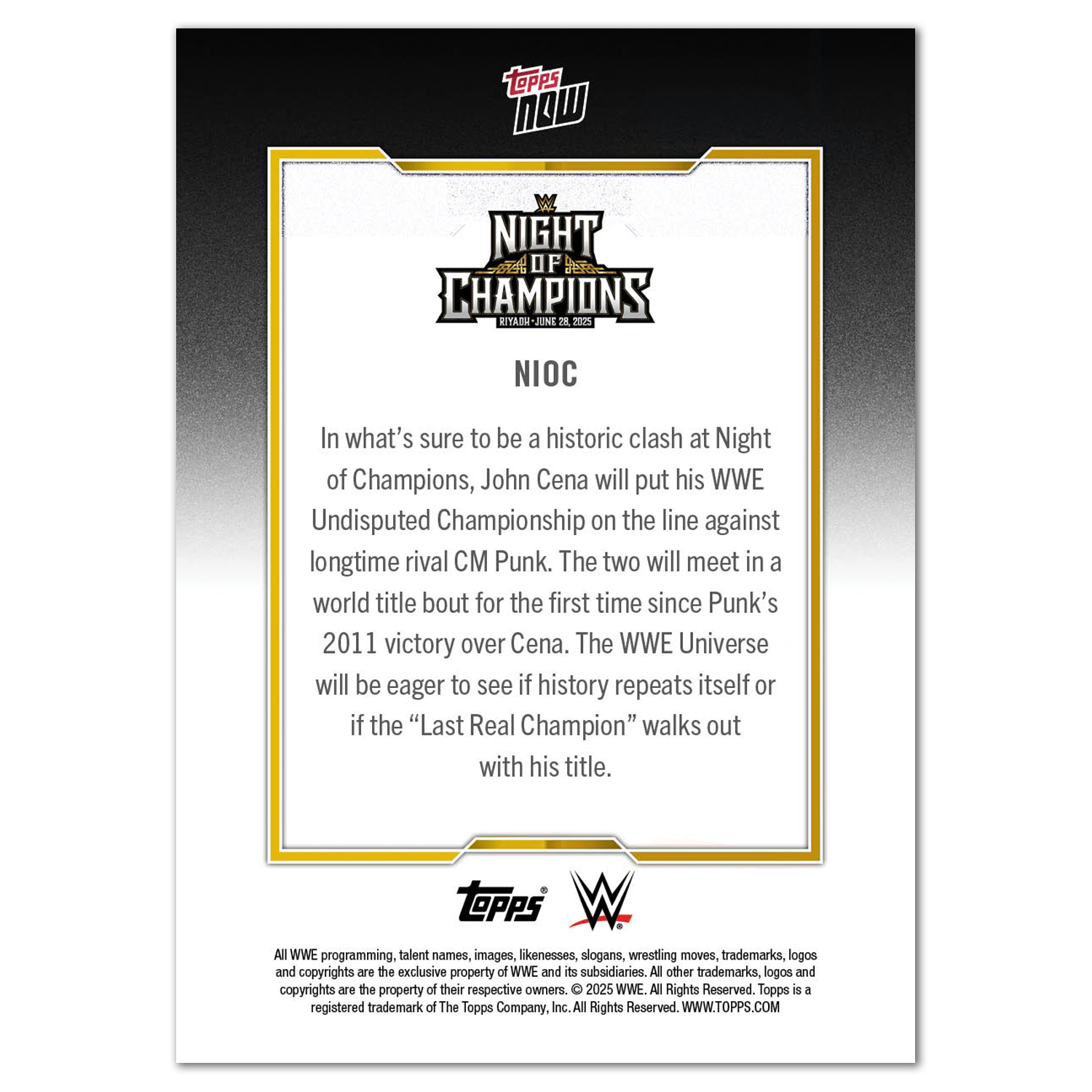 John Cena - 2025 WWE Topps NOW - Card NIOC - PR: 2139 - Image 3