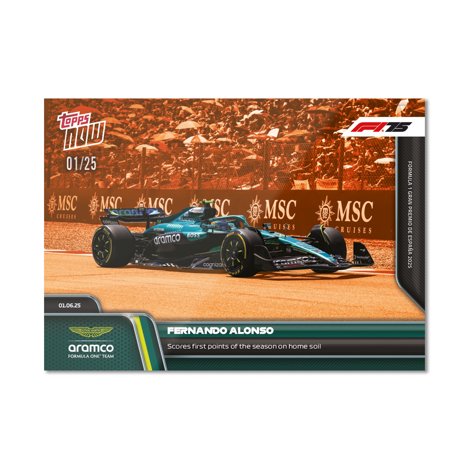 Fernando Alonso - 2025 Formula 1 Topps NOW - Card 43 - PR: 707 - Image 5
