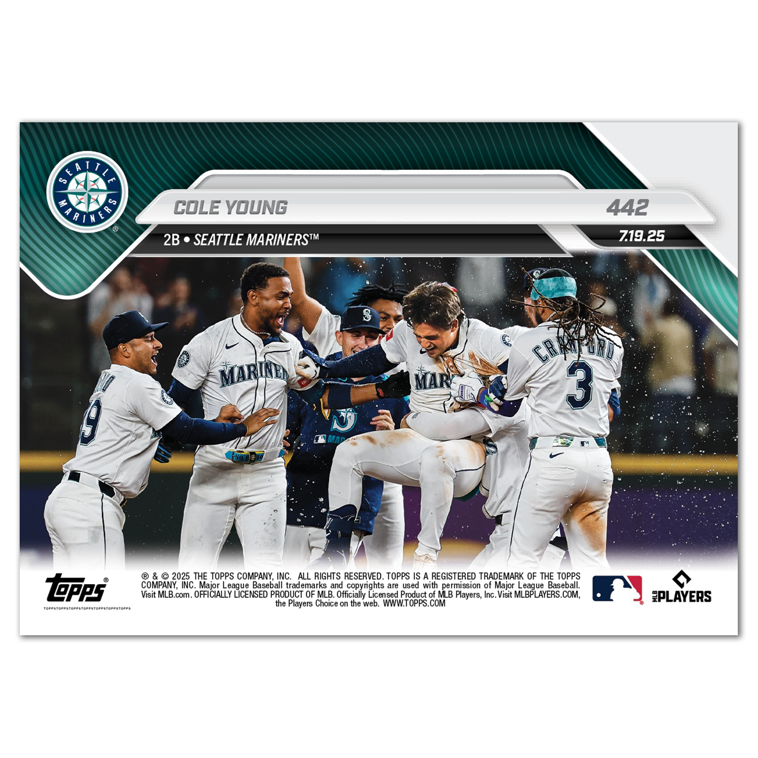Cole Young - 2025 MLB Topps NOW - Card 442 - PR: 731 - Image 2