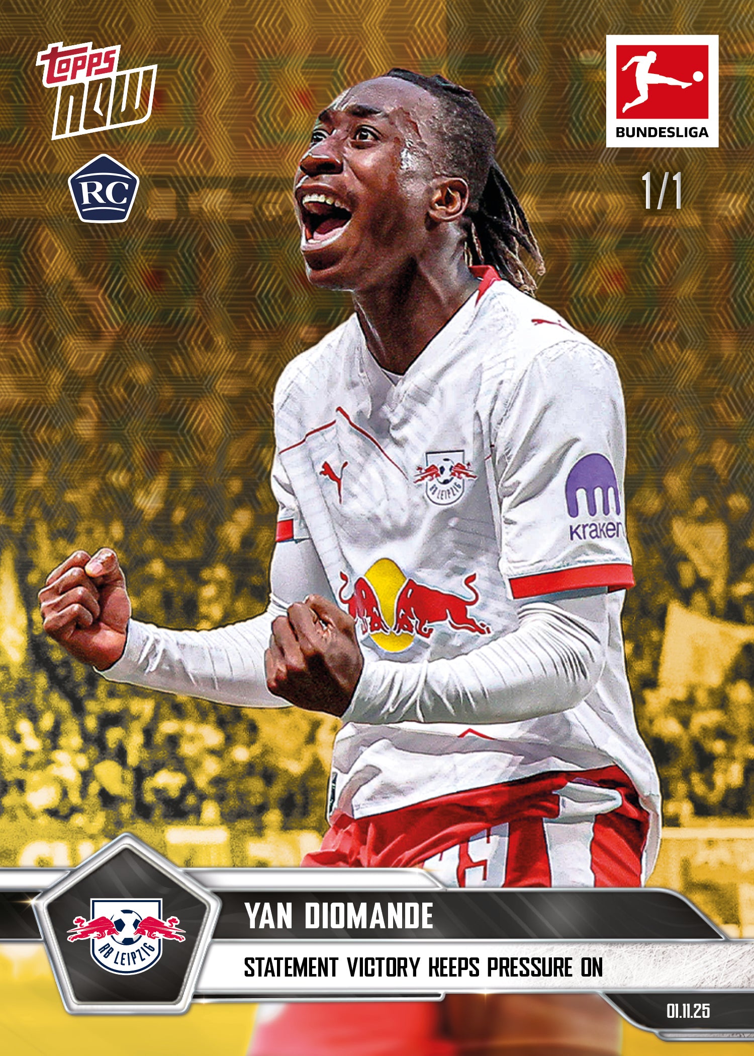 Alternative view of Yan Diomande - 2025-26 Bundesliga Topps NOW - Card 56 - PR: 880