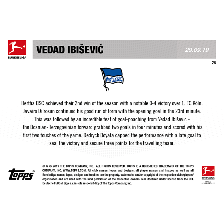 Alternative view of Two goals with two touches - Bundesliga TOPPS NOW Card #26 - Print Run: 49