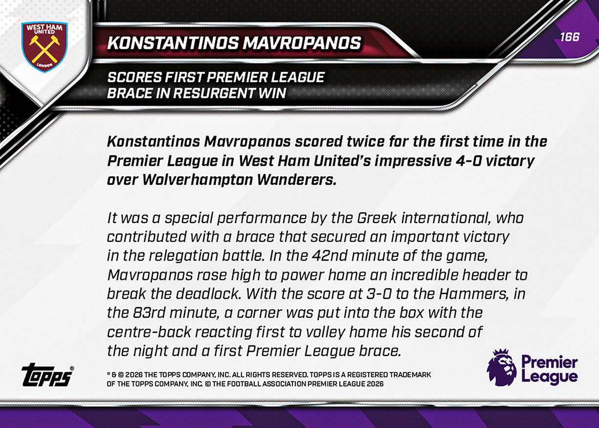 Konstantinos Mavropanos - 2025-26 Premier League Topps NOW - Card 166 - PR: 323 - Image 7