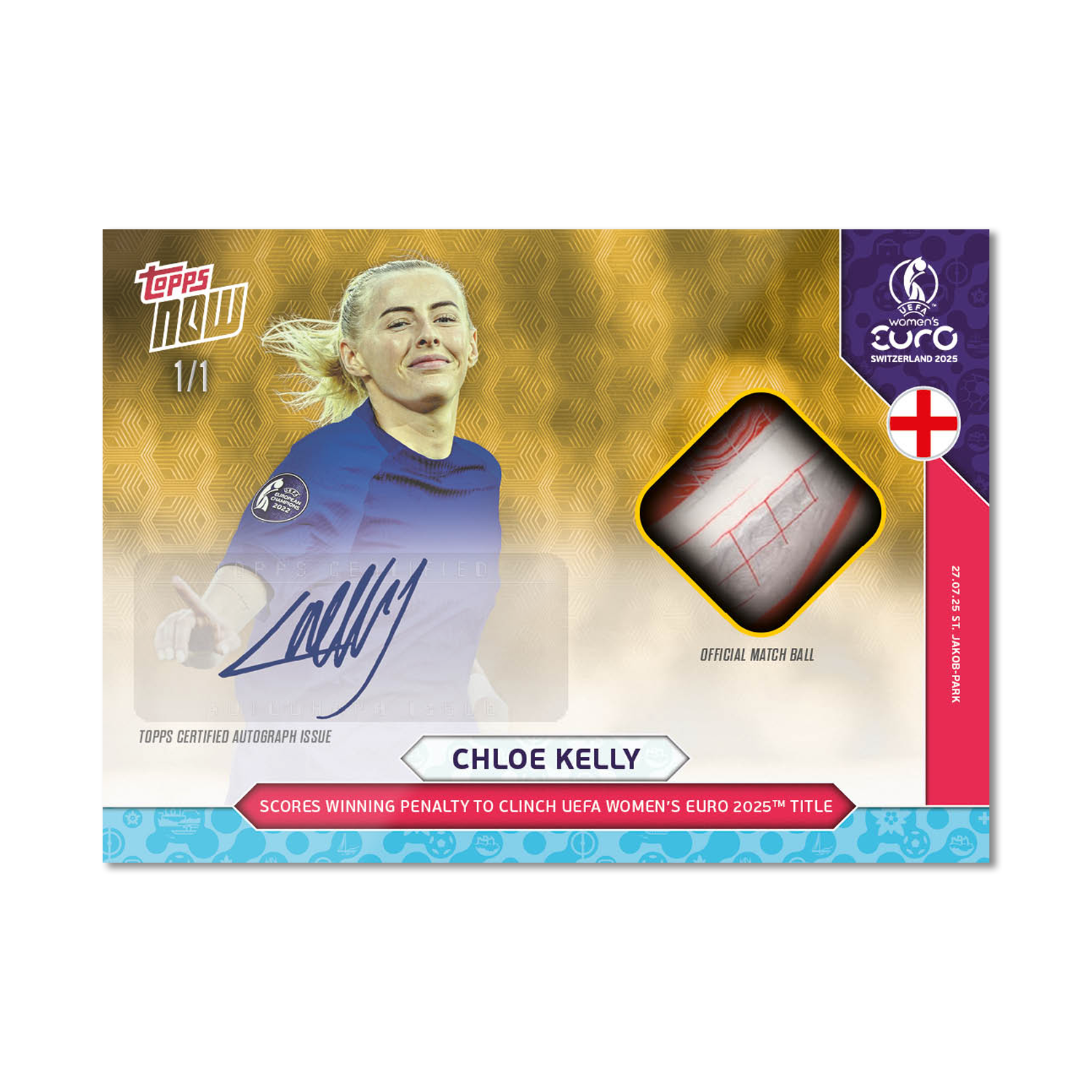 Chloe Kelly - UEFA Women’s EURO 2025™ Topps NOW - Card 28 - LOOK FOR AUTO-RELICS - PR: 1484 - Image 2