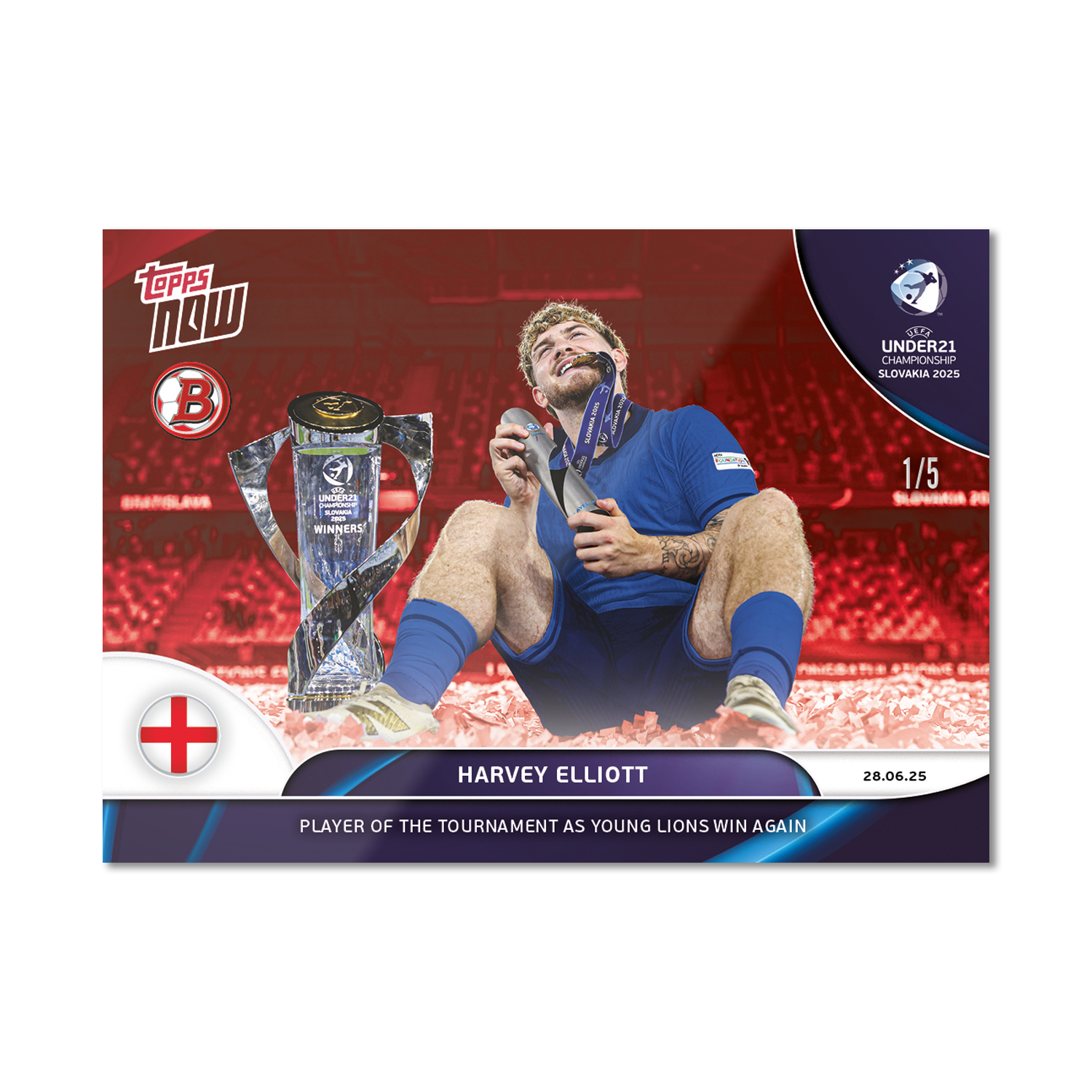 Harvey Elliott - 2025 UEFA Euro U-21 Topps NOW - Card 12 - PR: 433 - Image 3