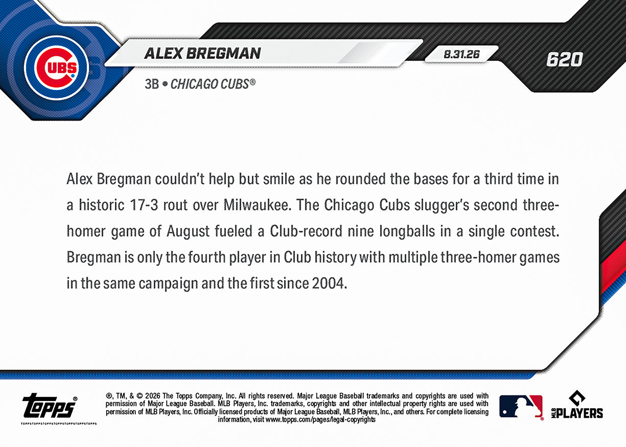 Alex Bregman - 2026 MLB Topps NOW - Card 620 - PR: 1769 - Image 3