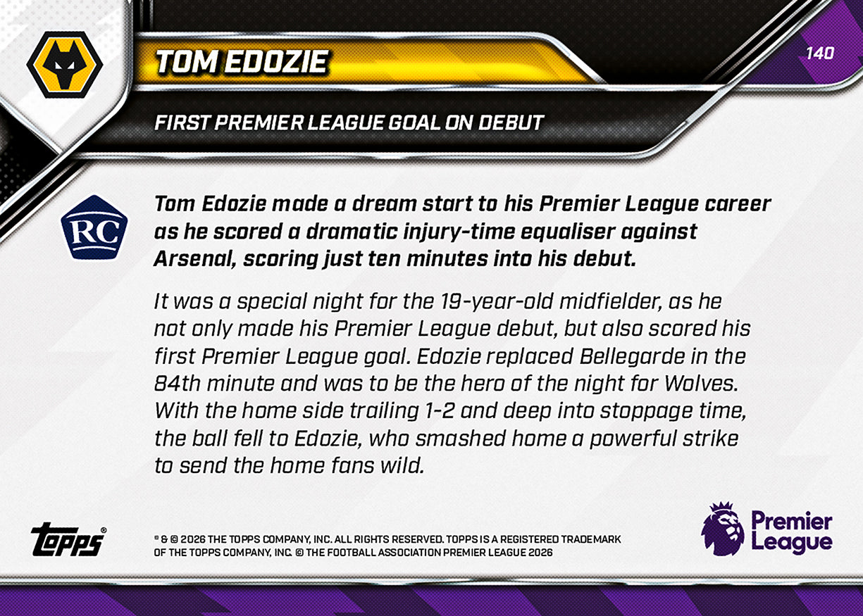 Tom Edozie - 2025-26 Premier League Topps NOW - Card 140 - PR: 946 - Image 7