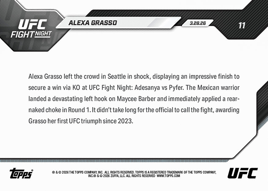 Alexa Grasso - 2026 UFC Topps NOW - Card 11 - PR: 1940 - Image 2