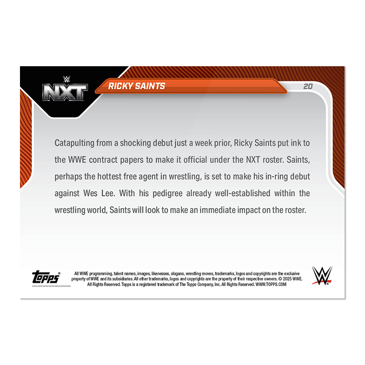 Ricky Saints - 2025 WWE Topps NOW - Card 20 - PR: 849 - Image 2