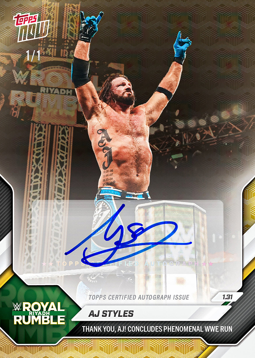 Alternative view of AJ Styles - 2026 WWE Topps NOW - Card 13 - PR: 3231