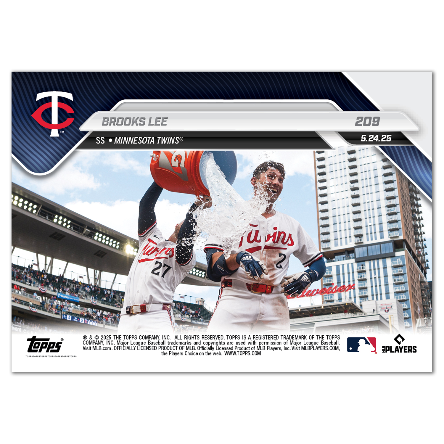 Brooks Lee - 2025 MLB Topps NOW - Card 209 - PR: 818 - Image 2