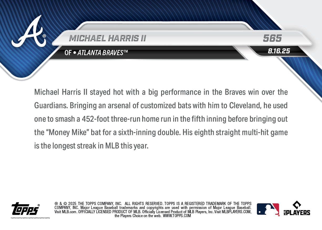 Michael Harris II - 2025 MLB Topps NOW - Card 565 - PR: 429 - Image 2