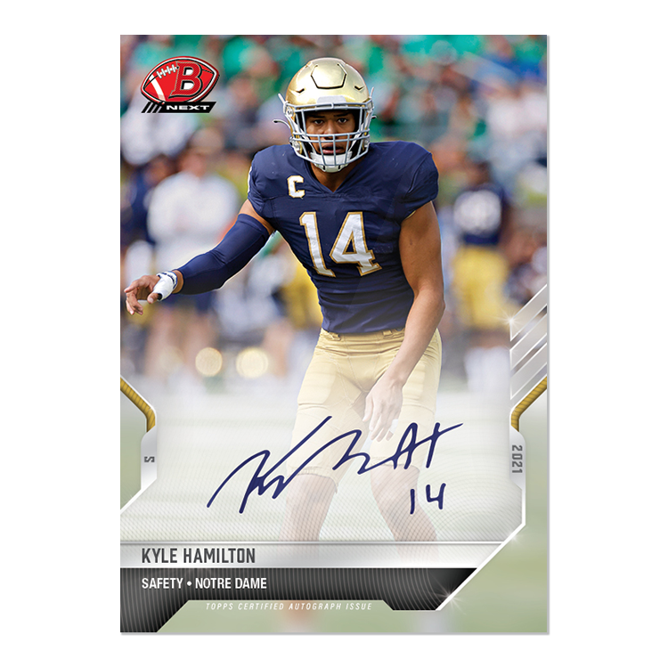 On-Card Auto # to 99 - Kyle Hamilton - 2021 Bowman NEXT TOPPS NOW Football Card 6A