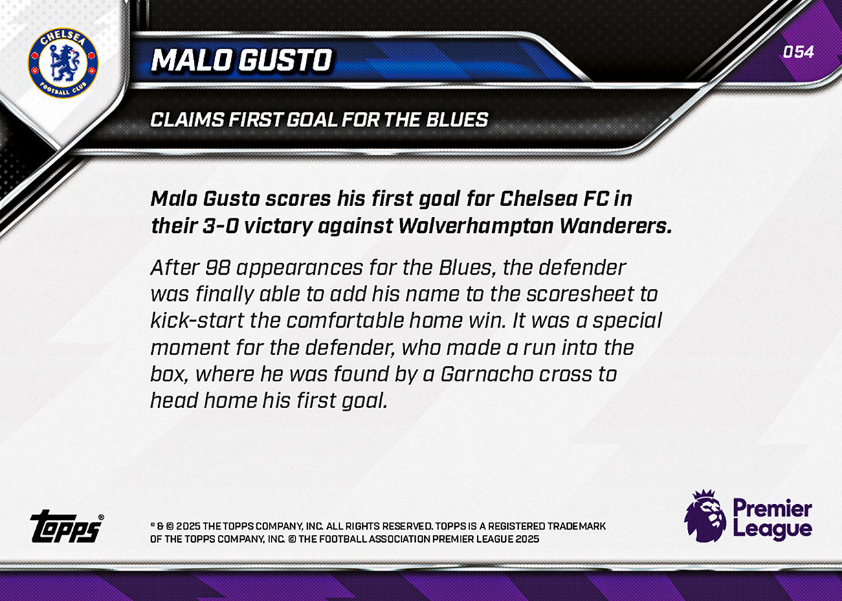 Malo Gusto - 2025-26 Premier League Topps NOW - Card 54 - PR: 248 - Image 7