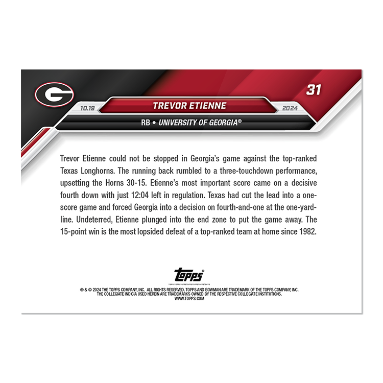 Trevor Etienne - 2024 Bowman U Now Football Card 31 - PR: 1180 - Image 3