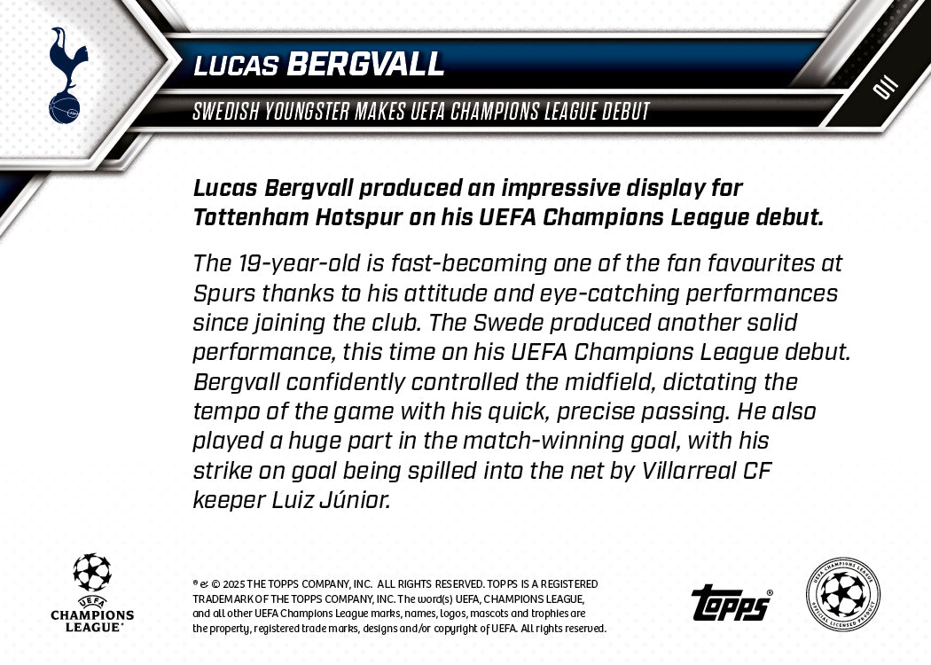 Lucas Bergvall - 2025-26 UCL Topps NOW Card 11 - PR: 528 - Image 7