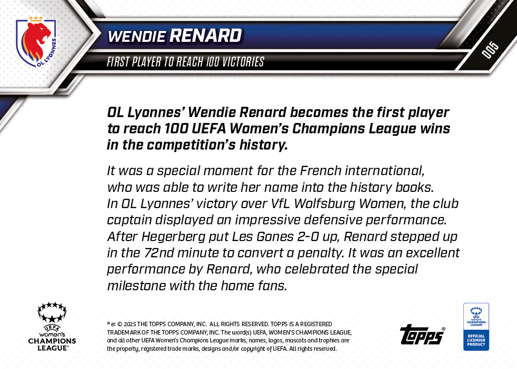 Wendie Renard - 2025-26 UWCL Topps NOW - Card 5 - PR: 155 - Image 7
