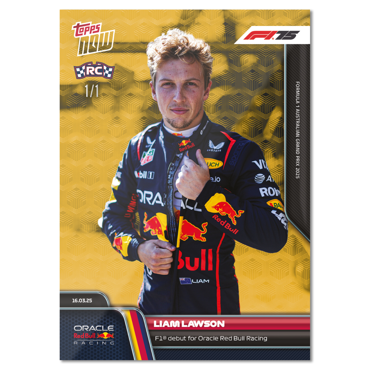 Liam Lawson - 2025 Formula 1 Topps NOW Card 17 - PR: 1195 - Image 3