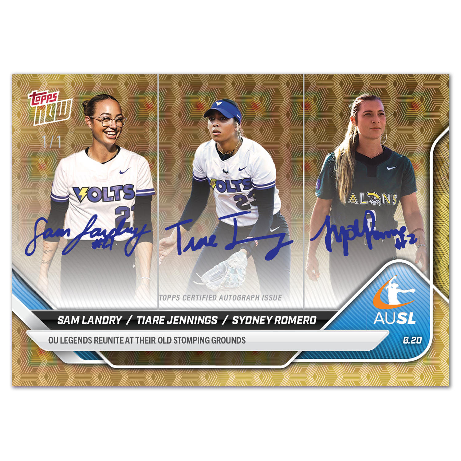 Sam Landry / Tiare Jennings / Sydney Romero - 2025 AUSL Topps NOW - Card 10 - LOOK FOR AUTO - PR: 1564 - Image 2