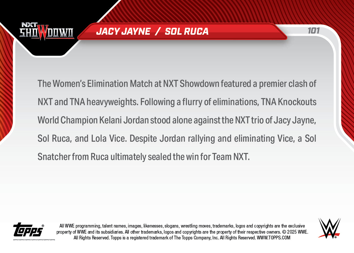 Jacy Jayne / Sol Ruca - 2025 WWE Topps NOW - Card 101 - PR: 703 - Image 2