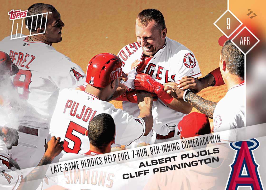 Albert Pujols/Cliff Pennington - 04/09/17 TOPPS NOW Card 30 - Print Run: 207