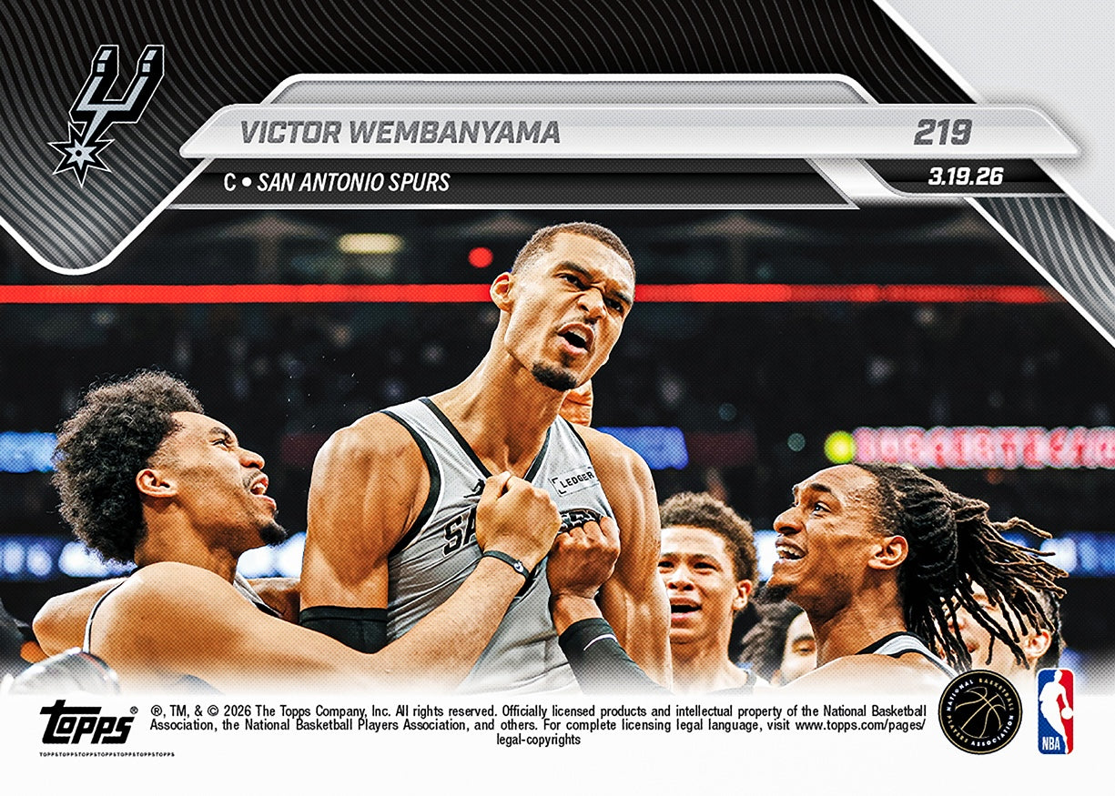 Victor Wembanyama - 2025-26 NBA Topps NOW - Card 219 - PR: 4259 - Image 3