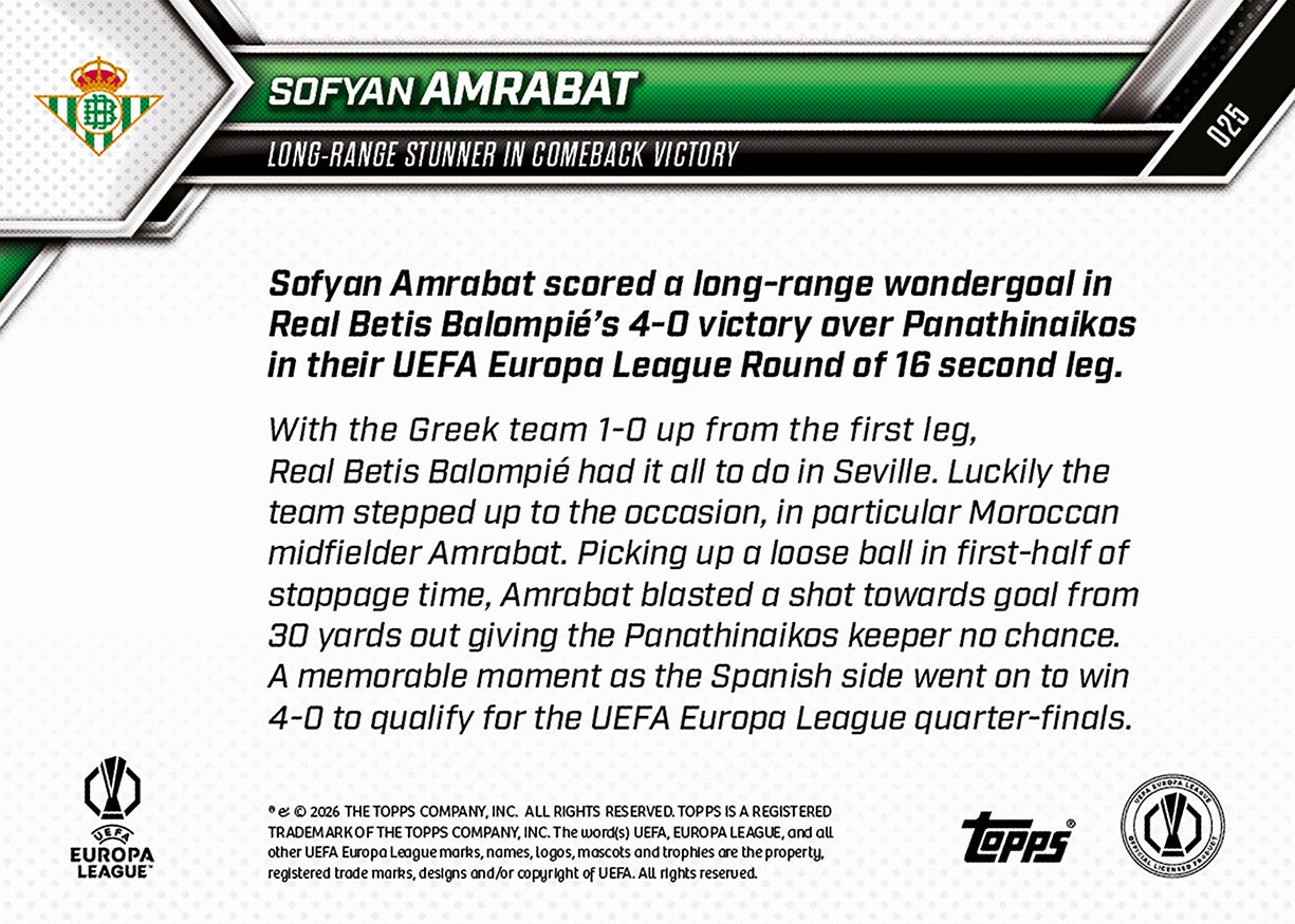 Sofyan Amrabat - 2025-26 UEL Topps NOW - Card 25 - PR: 80 - Image 7