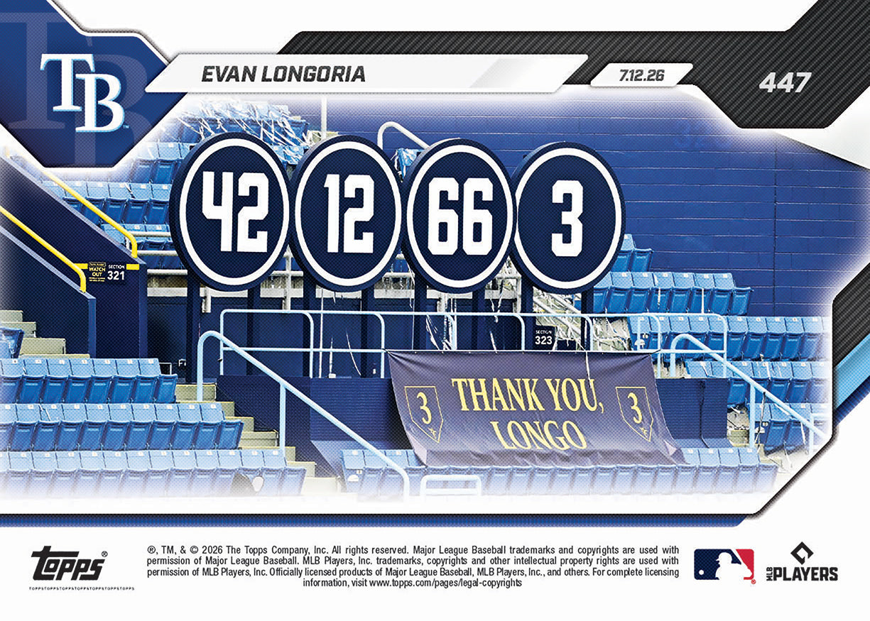 Evan Longoria - 2026 MLB Topps NOW - Card 447 - PR: 978 - Image 3