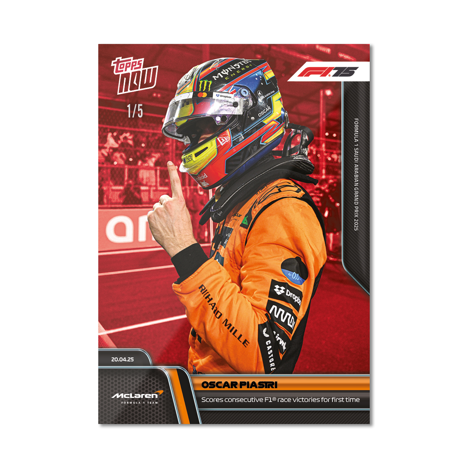Oscar Piastri - 2025 Formula 1 Topps NOW - Card 31 - PR: 2723 - Image 3
