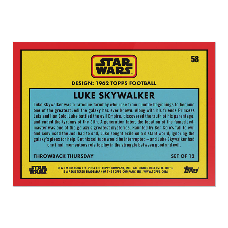2024 Throwback Thursday Star Wars Edition Set #20 - 1962 Topps Football - PR: 1251 - Image 3
