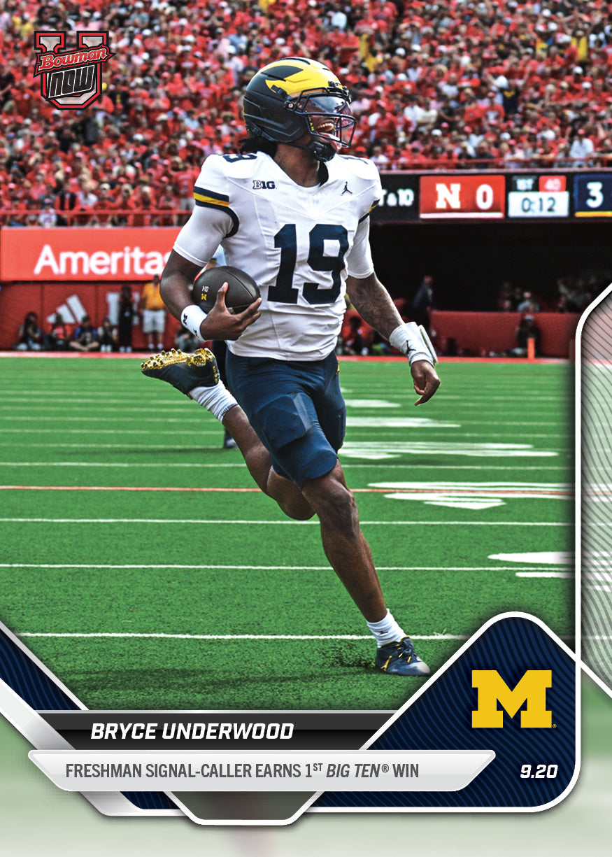 Bryce Underwood - 2025-26 Bowman U NOW Football - Card 15 - PR: 2226 - Image 2
