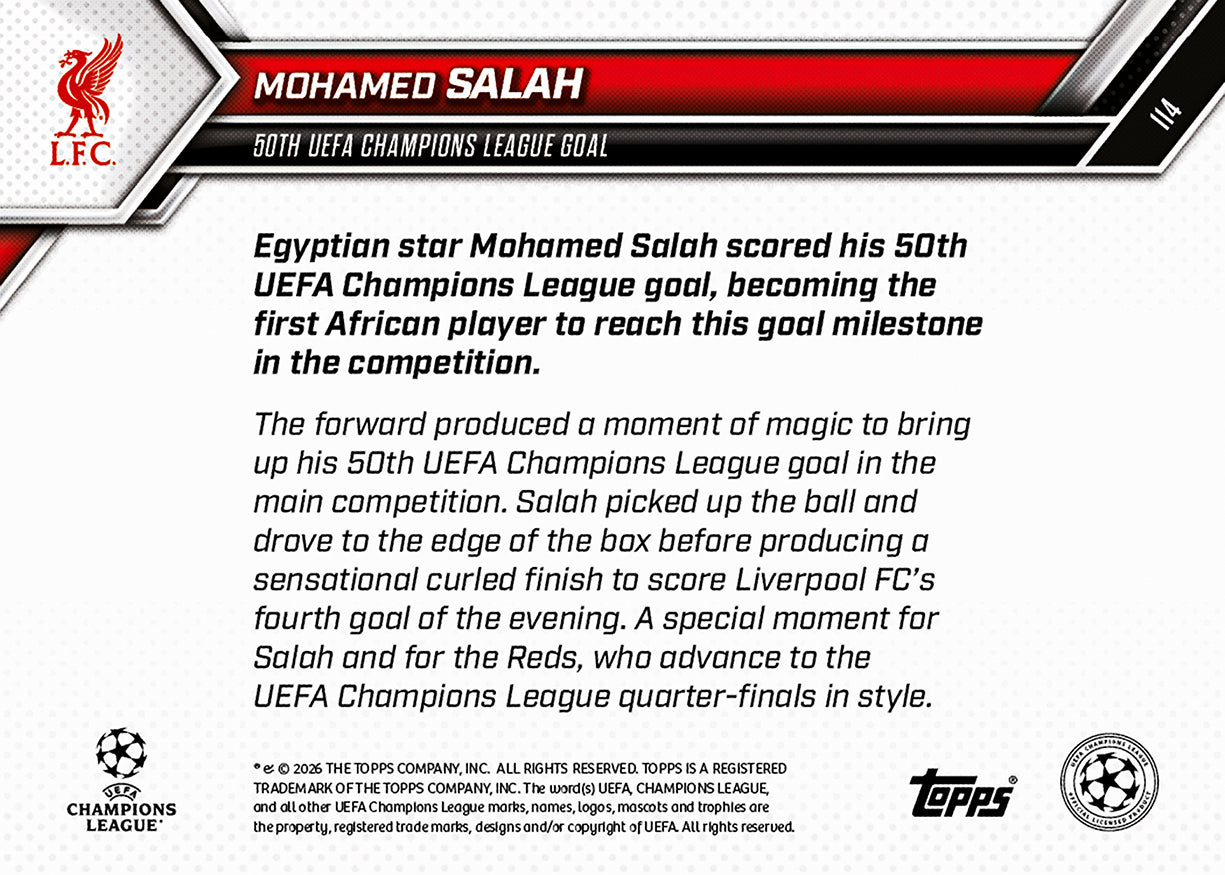 Mohamed Salah - 2025-26 UCL Topps NOW - Card 114 - PR: 2573 - Image 8