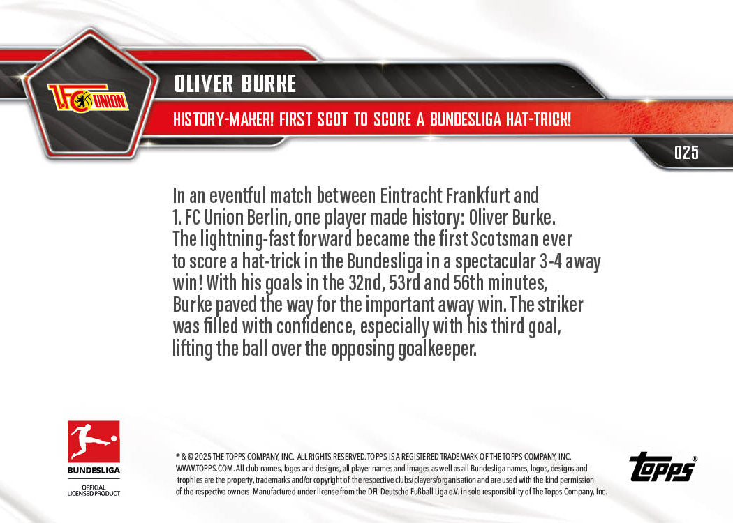 Oliver Burke - 2025-26 Bundesliga Topps NOW - Card 25 - PR: 106 - Image 7