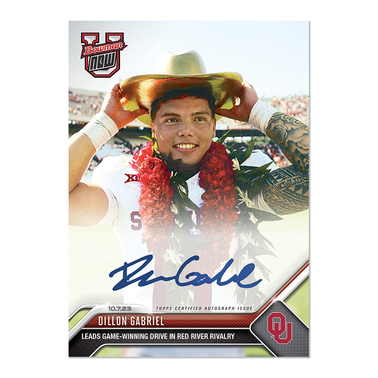 On-Card Autograph # to 99 or Lower - Dillon Gabriel - 2023 Bowman U Now Card 12 - Image 3